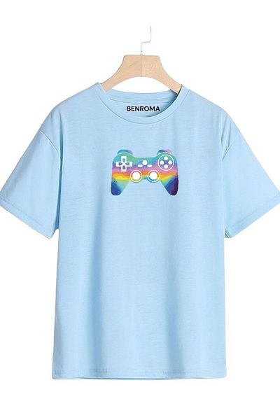 BENROMA 1 tricou este un cadou pentru achiziții de 6 și mai sus în coș - Tricou pentru copii oversize unisex cu mânecă de joc imprimată