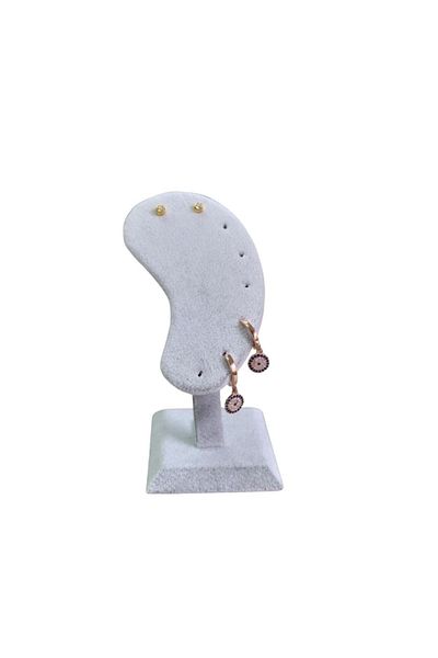 ÖZER KUTU Suede (gray) Ear-Shaped Standing Earring Stand, Earring Display Stand, Jewelry Organizer