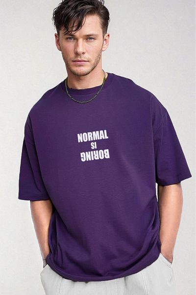 Teenage Millionaire Ανδρικό μπλουζάκι μωβ Oversize Crew Neck Casual