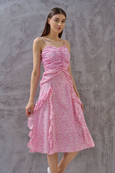 Shuga WOMEN'S ZEBRA PATTERNED LONG LINEN DRESS