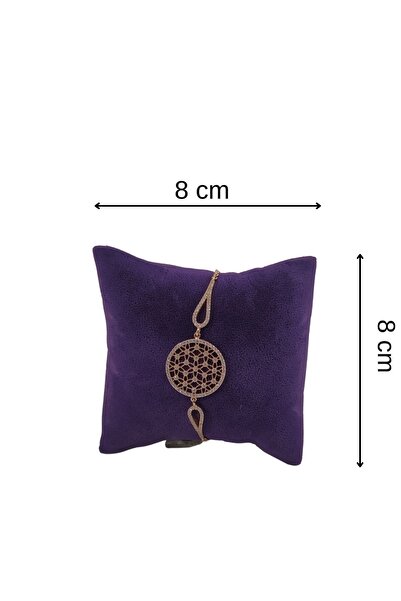 ÖZER KUTU Süet Yastık Düzenleyici(4 Adet) Mor Bileklik & Saat Ve Kelepçe 8x8 Cm