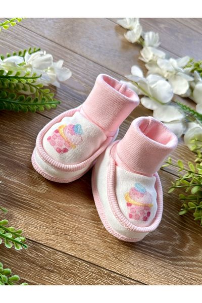 Renkli Puset Newborn Baby Girl Booties Cupcake
