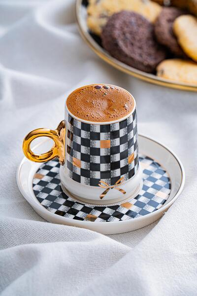 ACAR Almond 6 Kişilik Porselen Kahve Fincanı Takımı - 90 ml