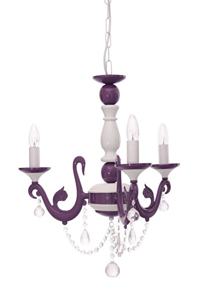 Umur Aydınlatma Bella retro 3'lü mor beyaz kristal taşlı avize