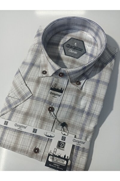 Rengima Βαμβακερό κλασικό κοντομάνικο πουκάμισο με γιακά - με κουμπιά