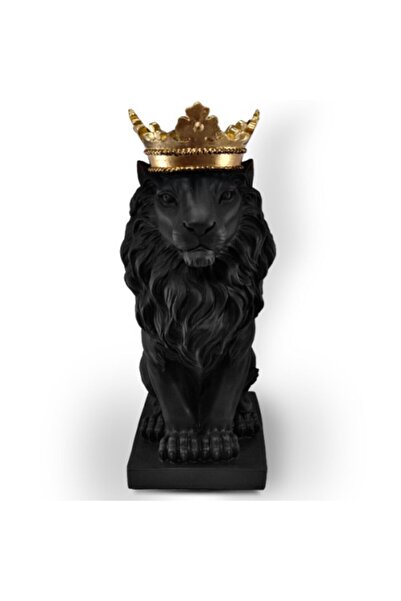 Tual Hobi Sanat Aslan Heykeli Siyah Büyük Boy Dekoratif Obje Biblo Ev Ofis He...