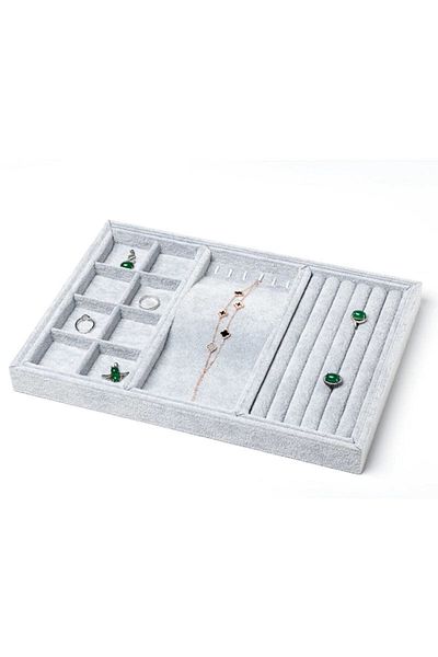 ÖZER KUTU Εισαγόμενο Organizer Grey Suede Κρεμαστό & Αλυσίδα & Δαχτυλίδι Organizer