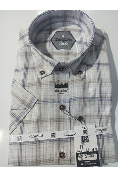 Rengima Βαμβακερό κλασικό κοντομάνικο πουκάμισο με γιακά - με κουμπιά