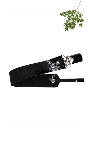 JMB Just My Baby Black Patent Leather Genuine Leather Pacifier Strap
