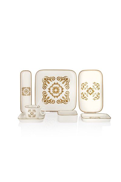 Schafer Agatha Breakfast Set-34 Pieces-Green