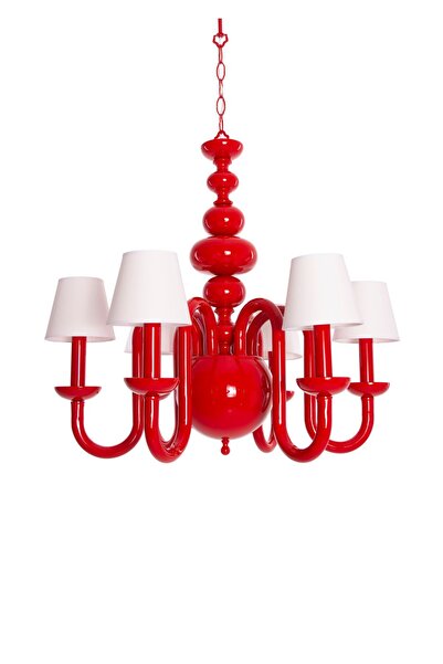 Umur Aydınlatma Roda 6'lı Kırmızı Beyaz Şapkalı Sarkıt Avize