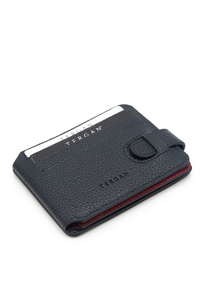 Tergan Men's Leather Wallet Navy Blue/Red - 1658U7M