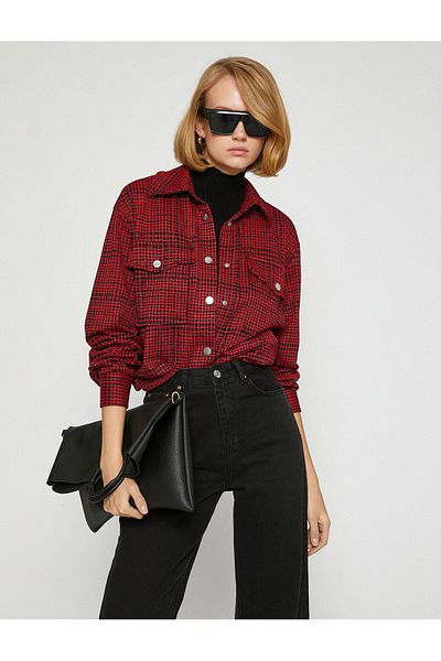 Koton Snap Shirt Jacket with Pockets for Lumberjack