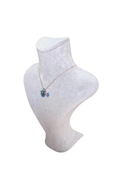 ÖZER KUTU Kuğu Kolye & Gerdanlık Sergileme Mankeni Gri Süet 23 Cm 1.boy