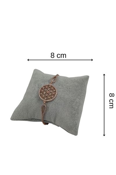 ÖZER KUTU Suede Pillow Organizer (4 Pieces) Gray Bracelet & Watch and Handcuffs 8x8 Cm