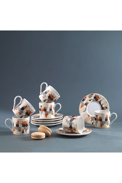 Schafer Fun 6-Person Coffee Cup Set-12 Pieces-orange