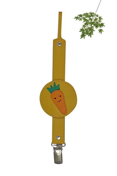MODAPATİK Genuine Leather Pacifier Strap Yellow Carrot