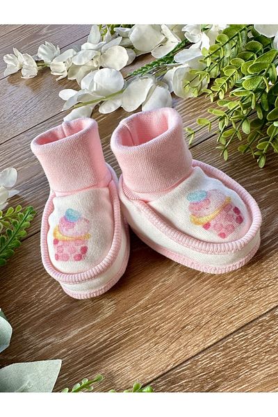 Renkli Puset Newborn Baby Girl Booties Cupcake