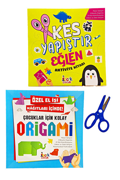 Bıcırık Yayınları Çocuklar İçin Kolay Origami ve Kes Yapıştır Eğlen Aktivite Kitabı Makas Hediyeli
