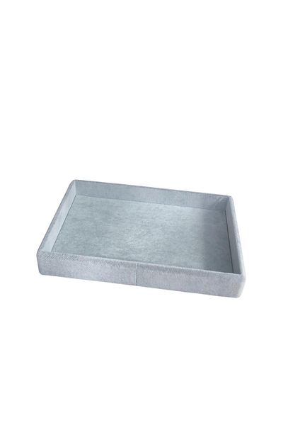 ÖZER KUTU Organizer Gray Suede Plate Necklace & Ring Organizer And Glasses (STRAIGHT SERVICE) 14x22 Cm