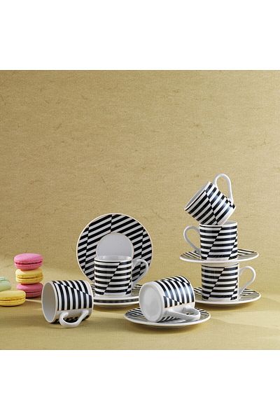 Schafer Fun 6-Person Coffee Cup Set - 12 Pieces - Black