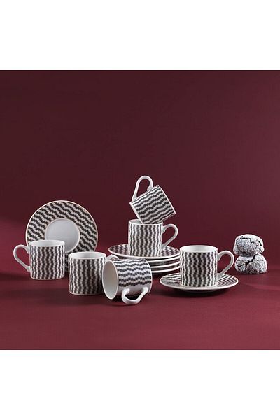 Schafer Fun 6-Person Coffee Cup Set-12 Pieces-grey