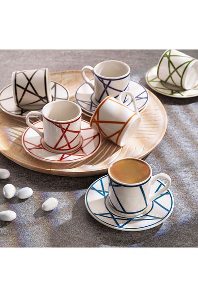 Schafer Fun Coffee Cup Set for 6 People-12 Pieces-Multicolor