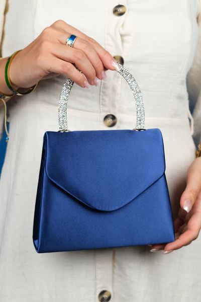LuviShoes Blue Marine Satin Stone - Geantă de damă MONAKO
