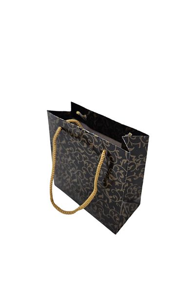 ÖZER KUTU Gold Patterned Black (Pack of 50) Cardboard Bag 11x11