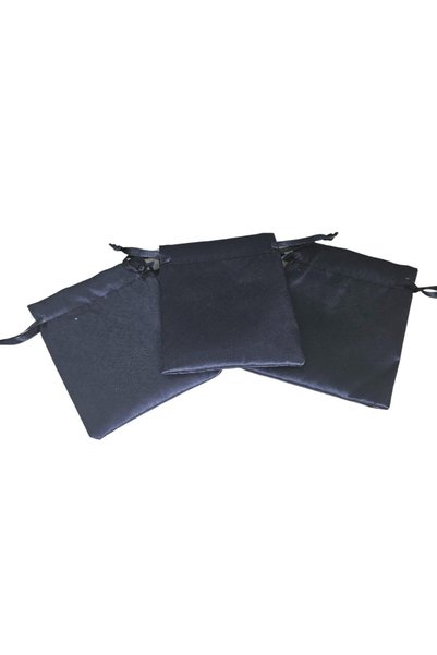 ÖZER KUTU Saten & Parlak Kese Lacivert 25 Adet 9x12 cm Takı, Altın Kesesi (ipli & Büzgülü)