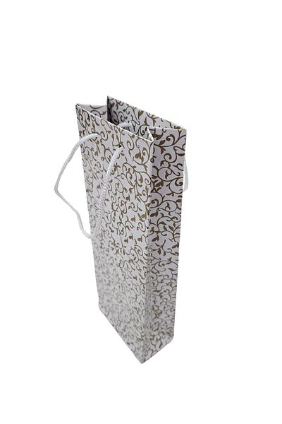 ÖZER KUTU Gold Patterned White (25 Pieces Pack) Cardboard Bag 10X26