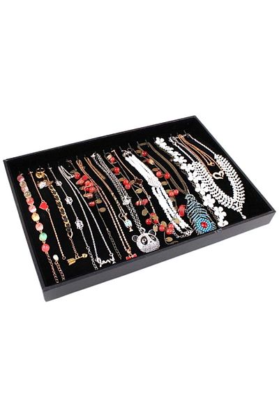 ÖZER KUTU Chain & Bracelet Jewelry Table Black Suede