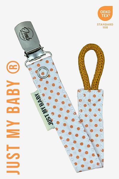 JMB Just My Baby 3-Piece Orange Polka Dot/Fuchsia/Orange Checkered Pacifier Holder - Washable - Cotton