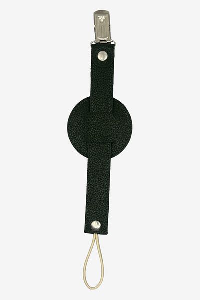 JMB Just My Baby Leather Pacifier Strap - Reversible, Dark Green, Heart Figure