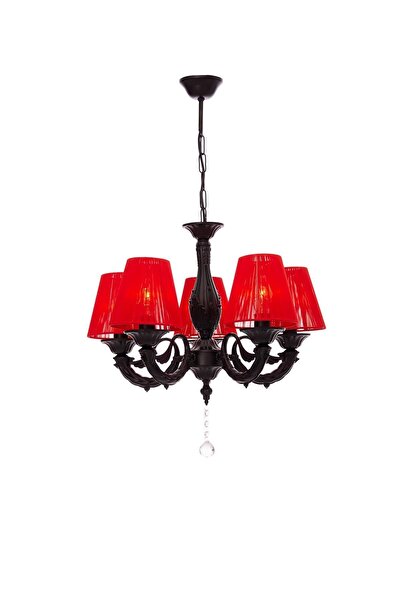 Umur Aydınlatma Albert 5’li Siyah Kırmızı Şapkalı Sarkıt Avize