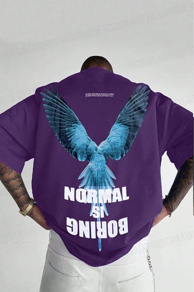 Teenage Millionaire Ανδρικό μπλουζάκι μωβ Oversize Crew Neck Casual