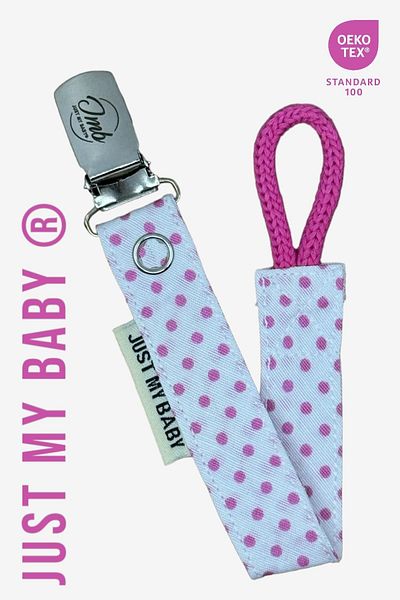 JMB Just My Baby 3-Piece Fuchsia/Green/Red Pacifier Straps - Polka Dots & Washable - Cotton