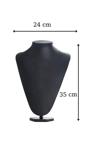 ÖZER KUTU Display Manikin - Black Leather Necklace & Choker, 35 cm 3Rd Size