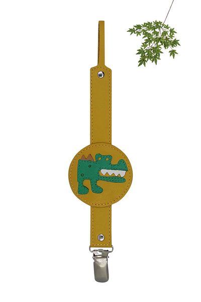 MODAPATİK Genuine Leather Pacifier Strap Yellow Crocodile