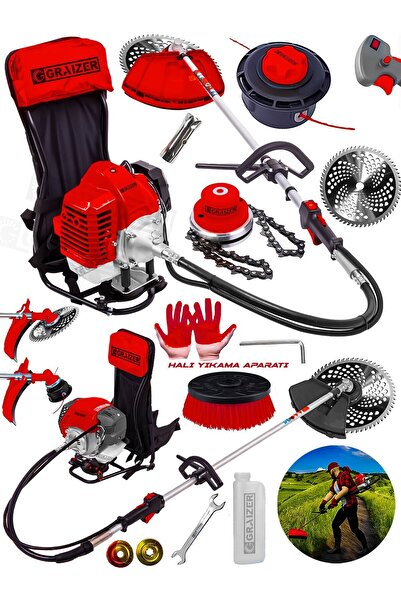 Graizer Gtx Sırt Tipi Benzinli Motorlu Ot Çalı Tırpanı Çim Biçme Makinesi Hal...