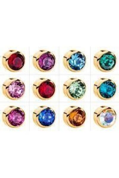 nina Karışık Taşlı Altın Kaplama Medikal Kulak Delme Küpesii 12 Çift (RENKLİ)