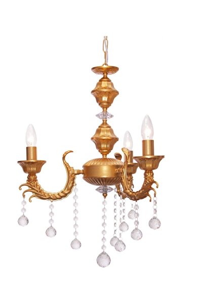 Umur Aydınlatma Novel 3'Lü Altın Varak Renk Avize