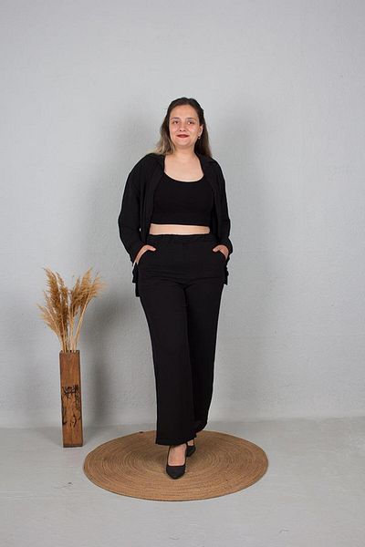 Truva XXL Colorful Plus Size Loose Shirt and Trousers Set - TK335