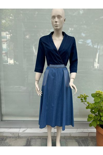 GARNİ Garni 01081 - Indigo Midi Denim Dress