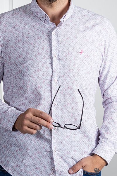 Sarar Λευκό πουκάμισο Sarar Goias με μοτίβο Slim Fit - Πέτο με κουμπιά
