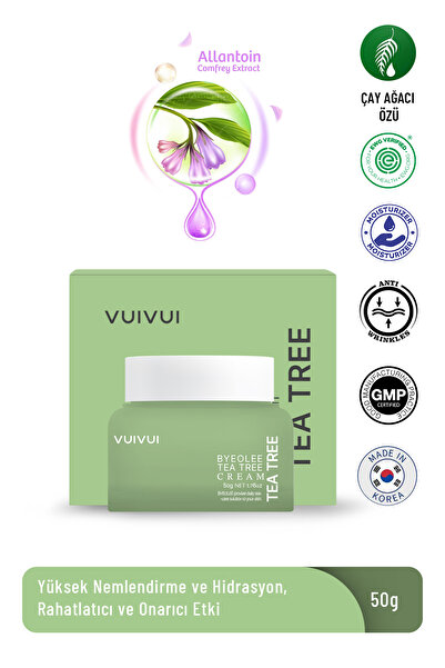 byeolee Çay Ağacı Özü Kore Krem Canlandırıcı Nemlendirici Yatıştırıcı Akne Karşıtı 50 gr