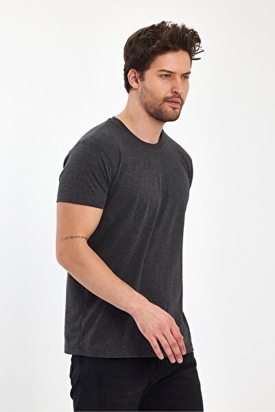 yakamor Ανδρικό μπλουζάκι με λαιμόκοψη σε σχήμα Ο, από χτενισμένο βαμβάκι