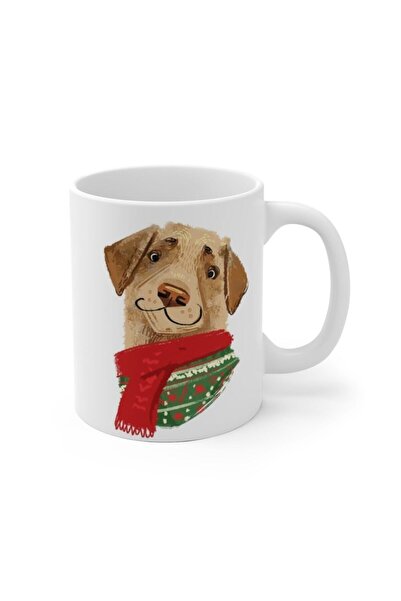 LikyaDükkan Noel Yılbaşı Mutlu Atkılı Köpek Dog Merry Christmas Kupa Mug