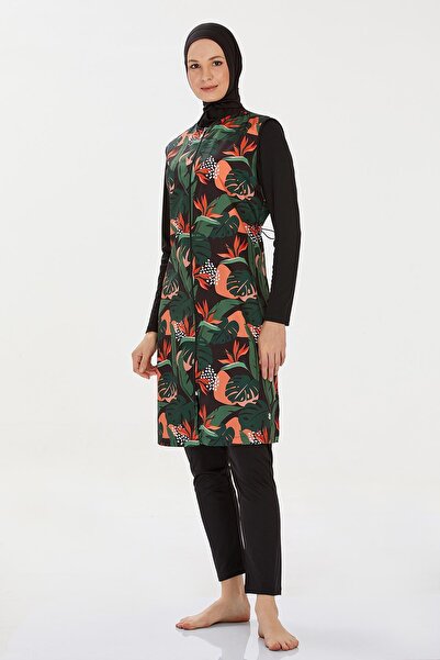 ROZAMAY Αδιάβροχο μαγιό με υφασμάτινο σχέδιο αλεξίπτωτου, πλήρες μαγιό χιτζάμπ