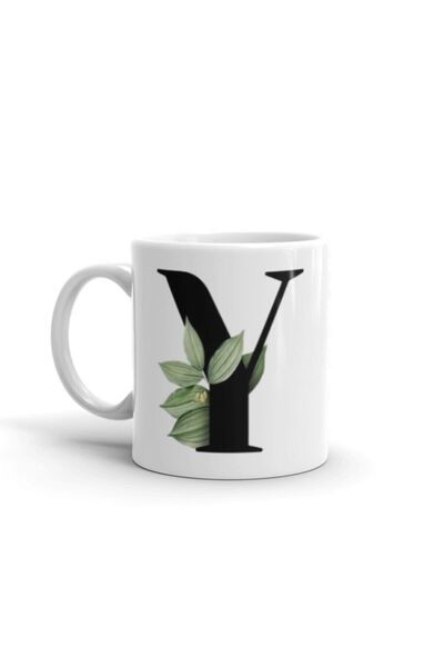 LikyaDükkan كوب أبيض بحرف Y